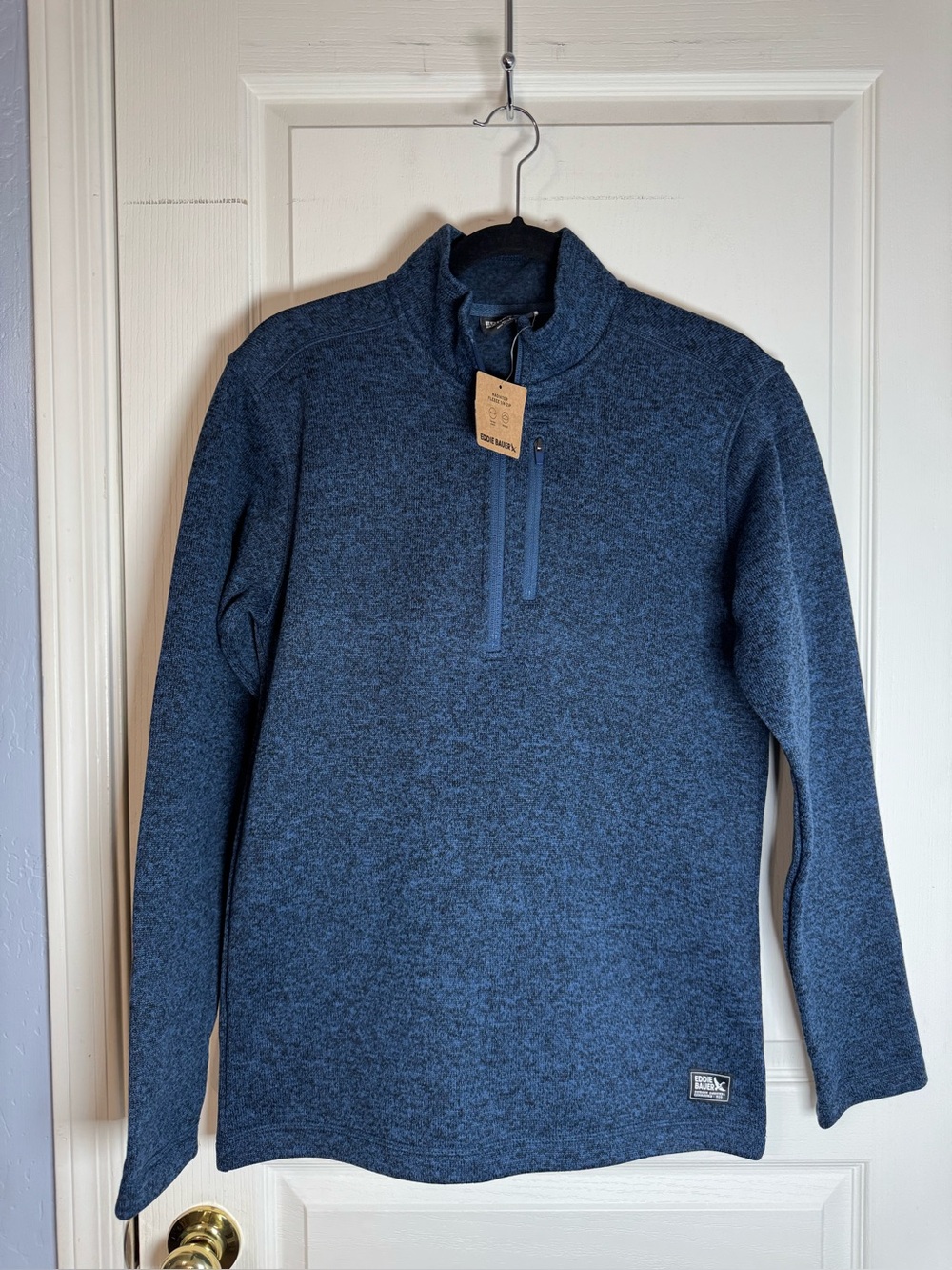Men's Quarter-Zip Pullover Sweater - Navy Blue, NWT